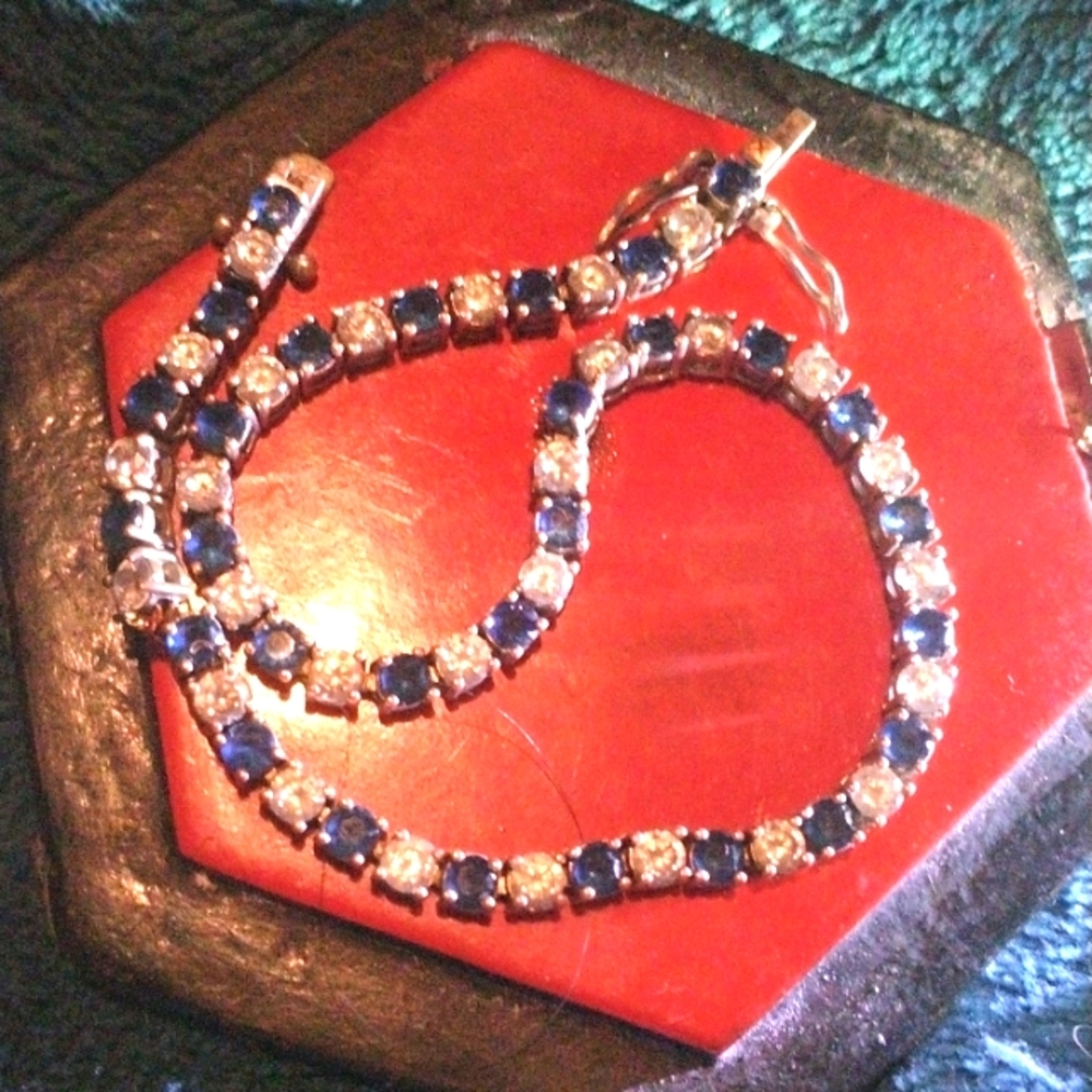 14 k Sapphire and diamond tennis bracelet